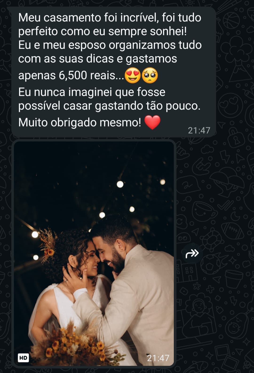 Depoimento de cliente sobre casamento econômico